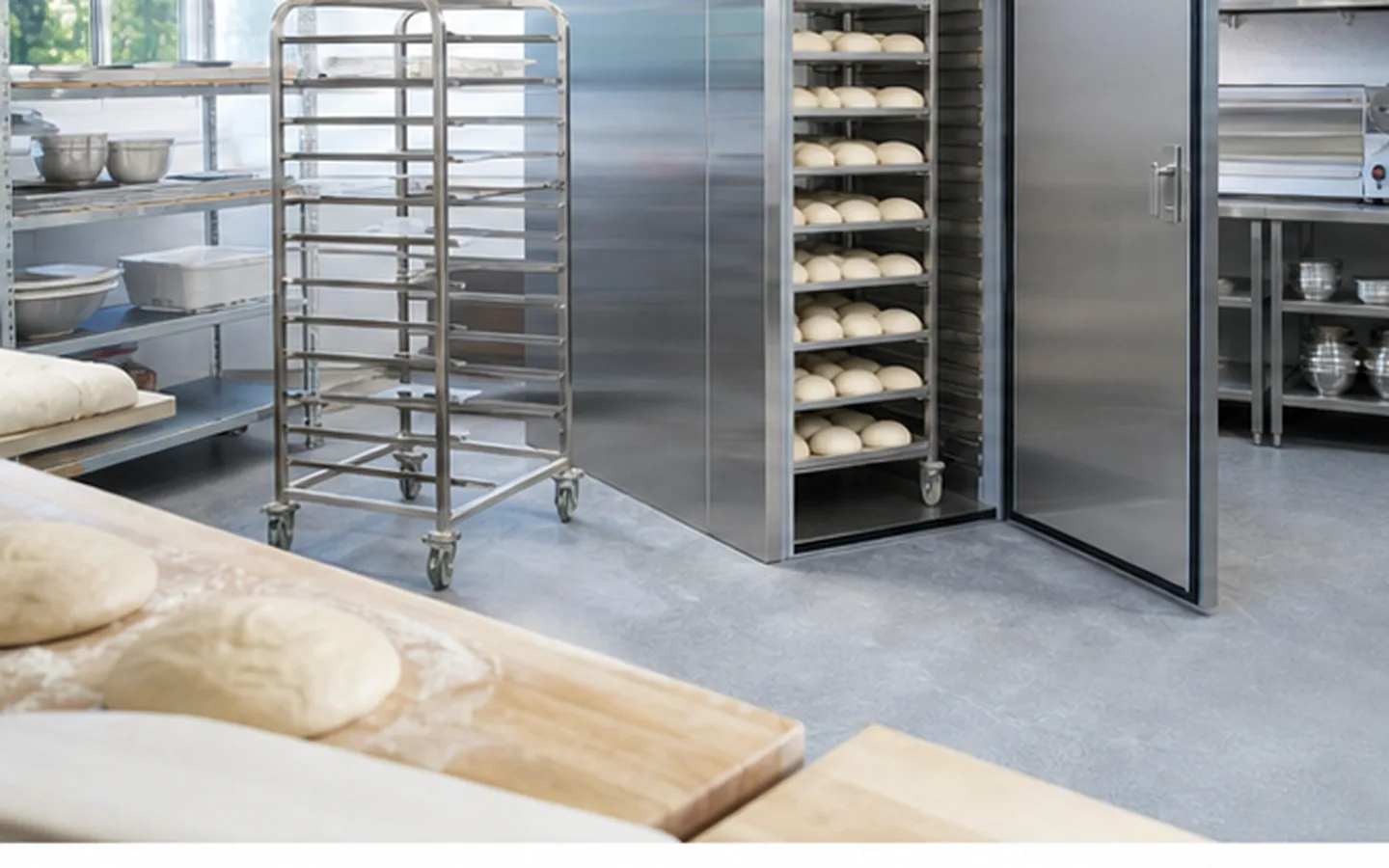 Gärunterbrecher mit Teiglingswagen in einer österreichischen Bäckerei