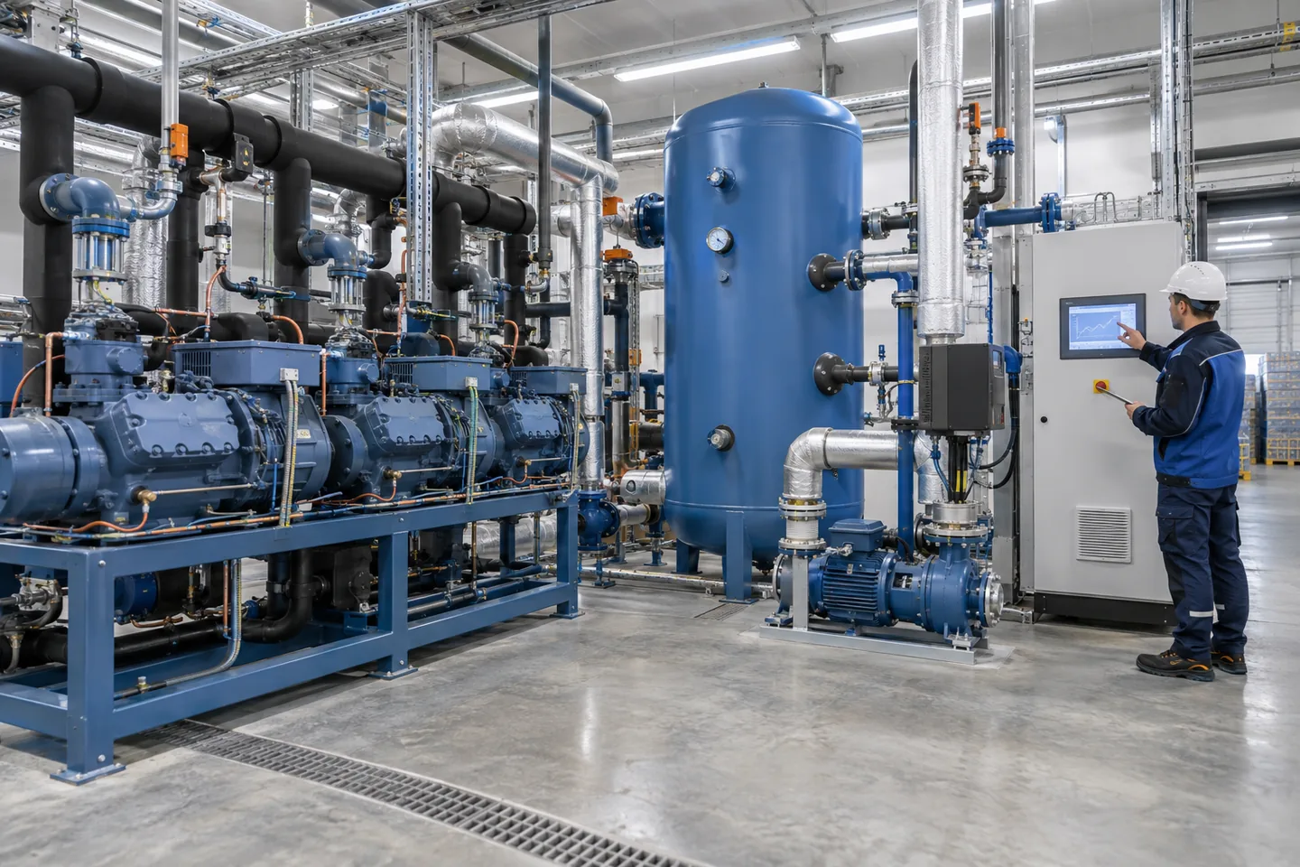 Industriekälteanlage mit Pufferspeicher und digitalem Lastmanagement in einem österreichischen Betrieb