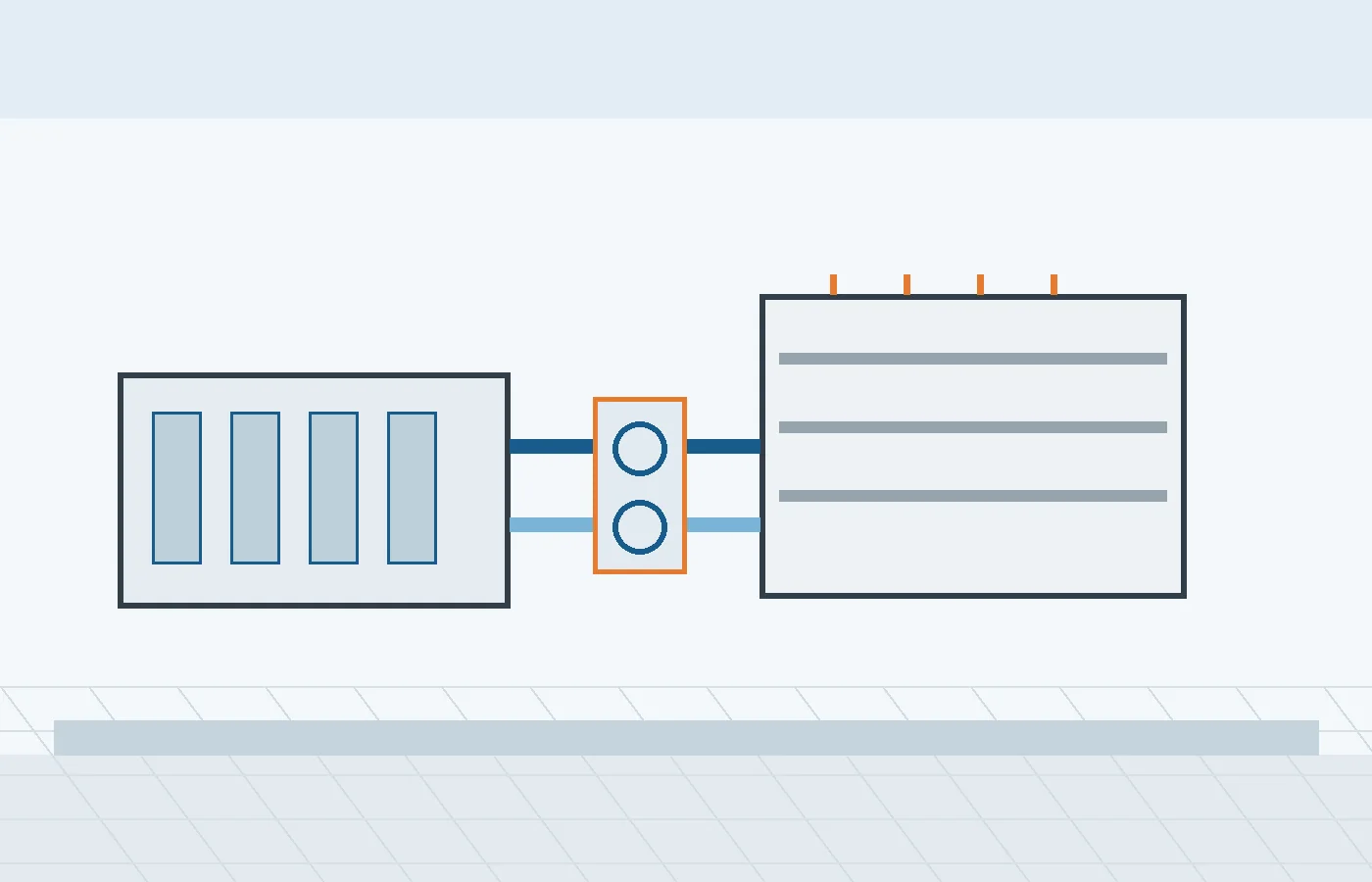 Technische B2B-Illustration einer Industriekälte-Störung mit Kaltwassersatz, Prozesslinie und Ersatzkälte-Konzept