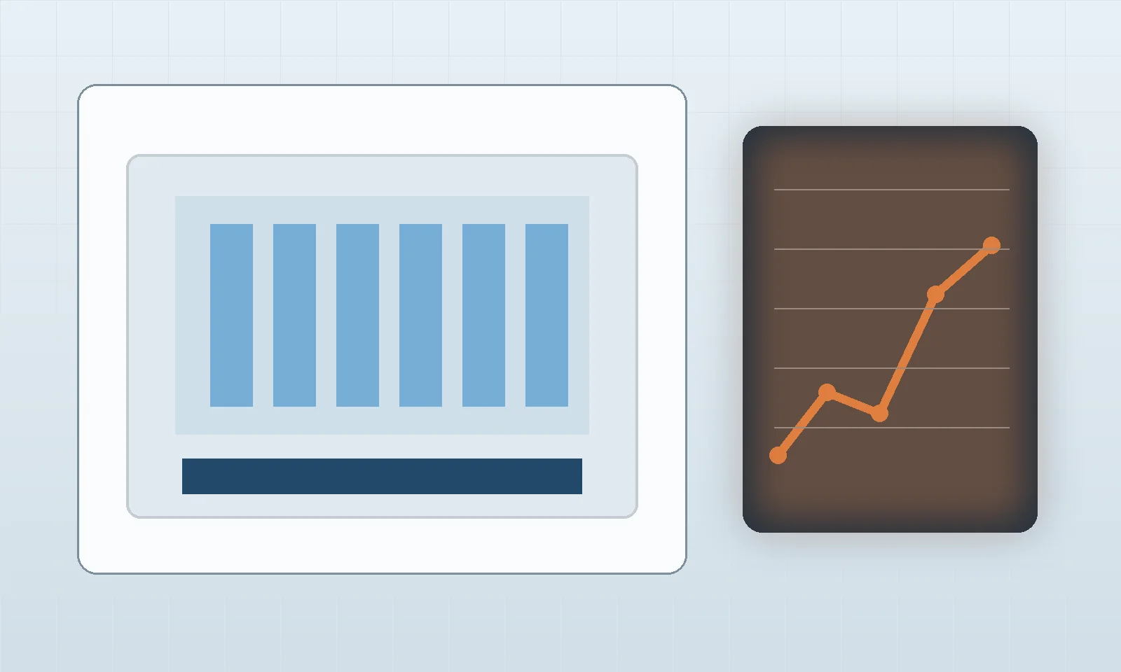 Technisches Monitoring- und Diagnosebild mit gewerblicher Klimaanlage, Luftauslass und abstrahiertem Trenddiagramm ohne Text