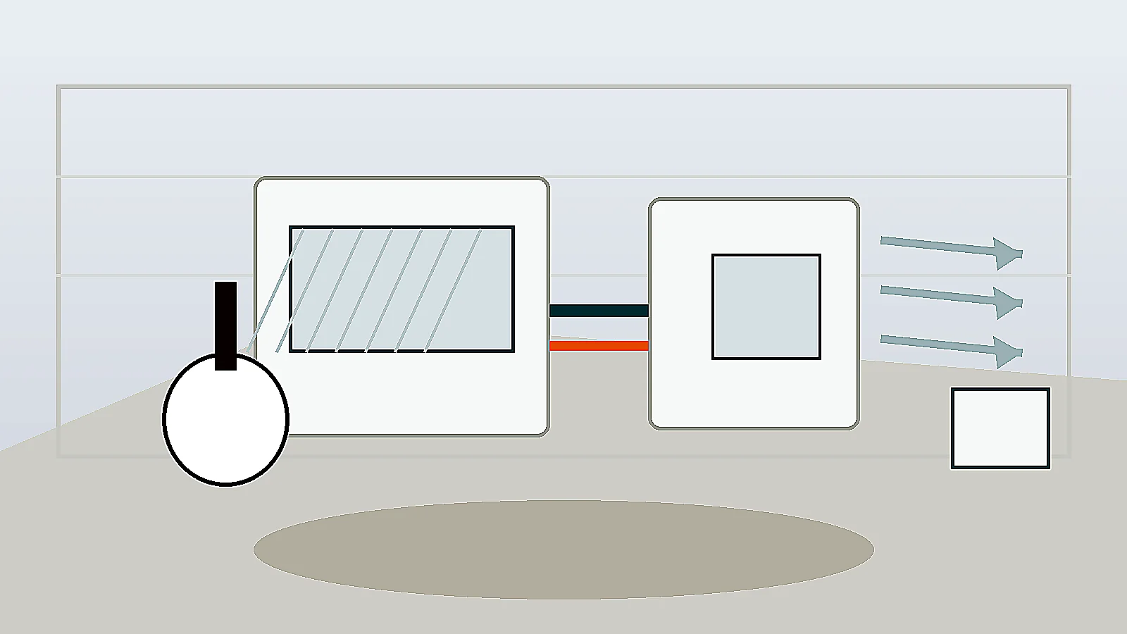 Technische Darstellung von Filter, Waermetauscher und Luftmenge bei einer Split-Klimaanlage