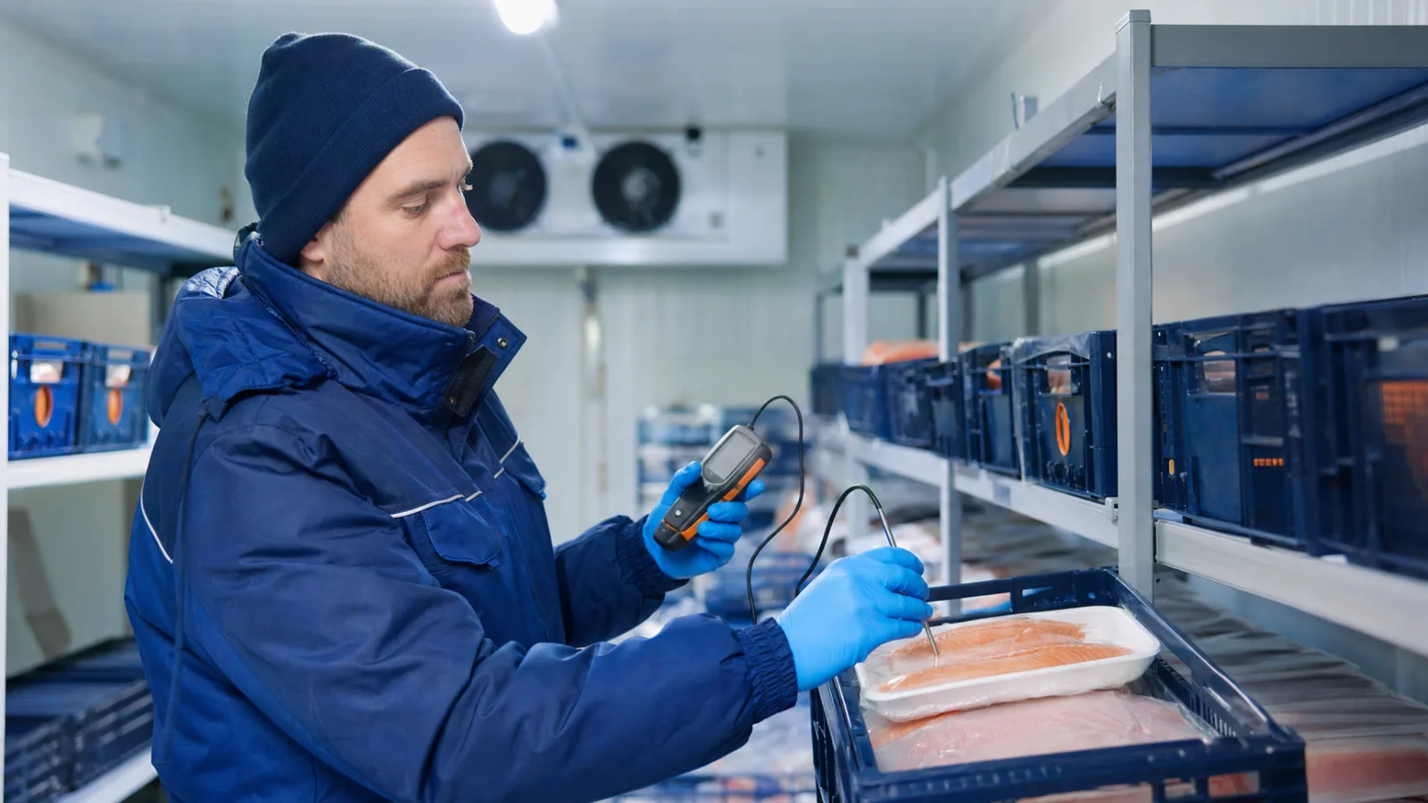 Fachgerechte Messung der Produkttemperatur nach einer Anlieferung im Kühlraum