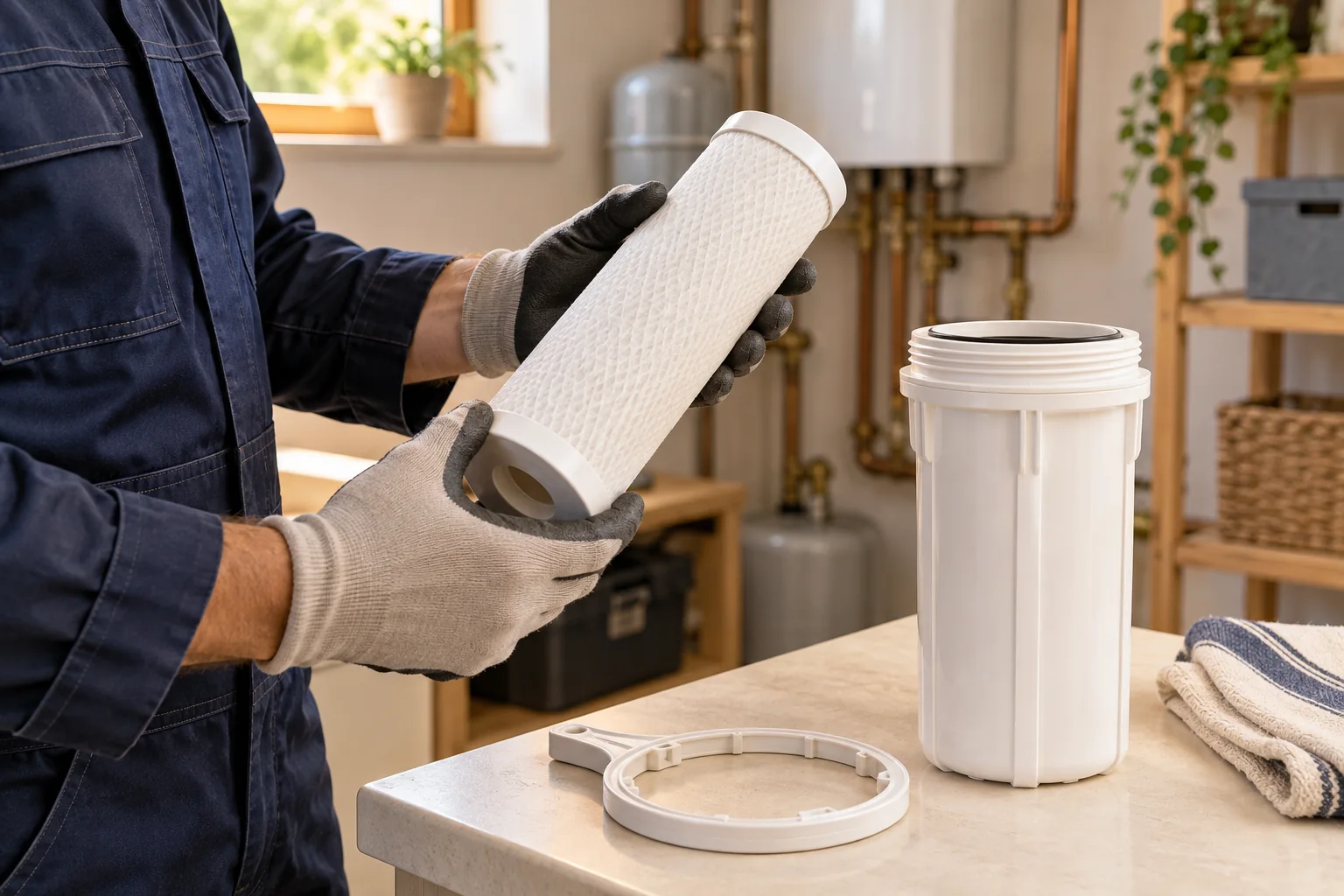 Betreuung einer Wasserfilteranlage durch einen Techniker