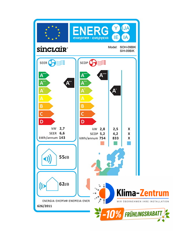 Wandklimaanlage Sinclair Keyon 2,7 kW SIH-09BIK + SOH-09BIK2