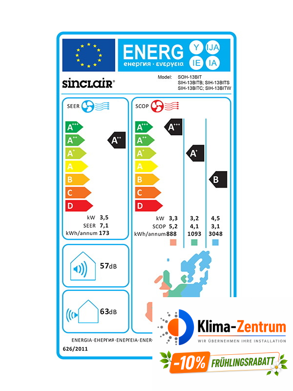 Wandklimaanlage Sinclair Terrel 3,5 kW SIH-13BIT + SOH-13BIT