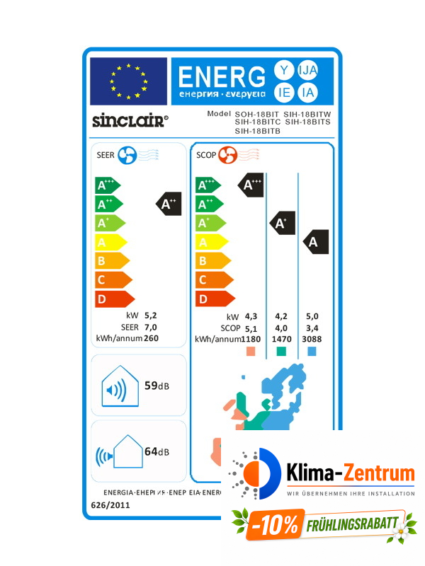Wandklimaanlage Sinclair Terrel 5,2 kW SIH-18BIT2 + SOH-18BIT2