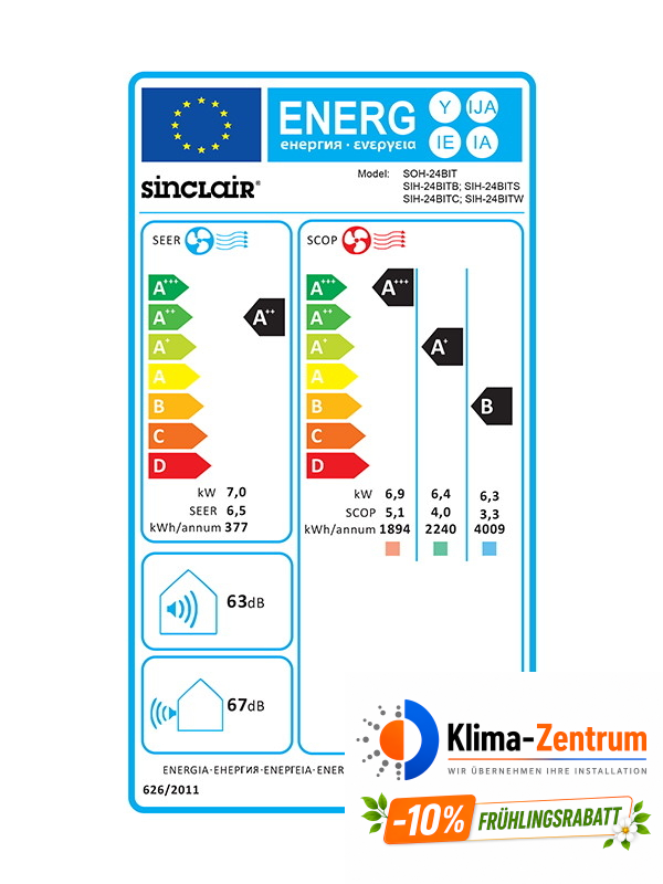 Wandklimaanlage Sinclair Terrel 7,0 kW SIH-24BIT2 + SOH-24BIT2