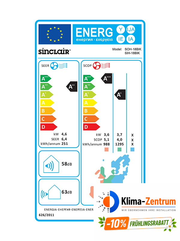 Wandklimaanlage Sinclair Keyon 4,6 kW SIH-18BIK + SOH-18BIK