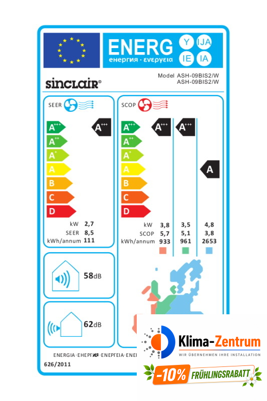 Wandklimaanlage Sinclair Spectrum Plus 2,7 kW ASH-09BIS2/W