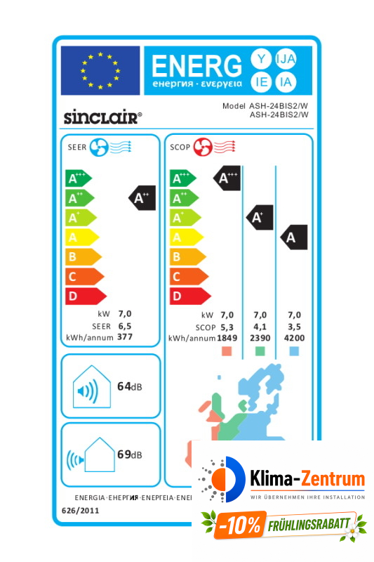 Wandklimaanlage Sinclair Spectrum Plus 7,1 kW ASH-24BIS2/W