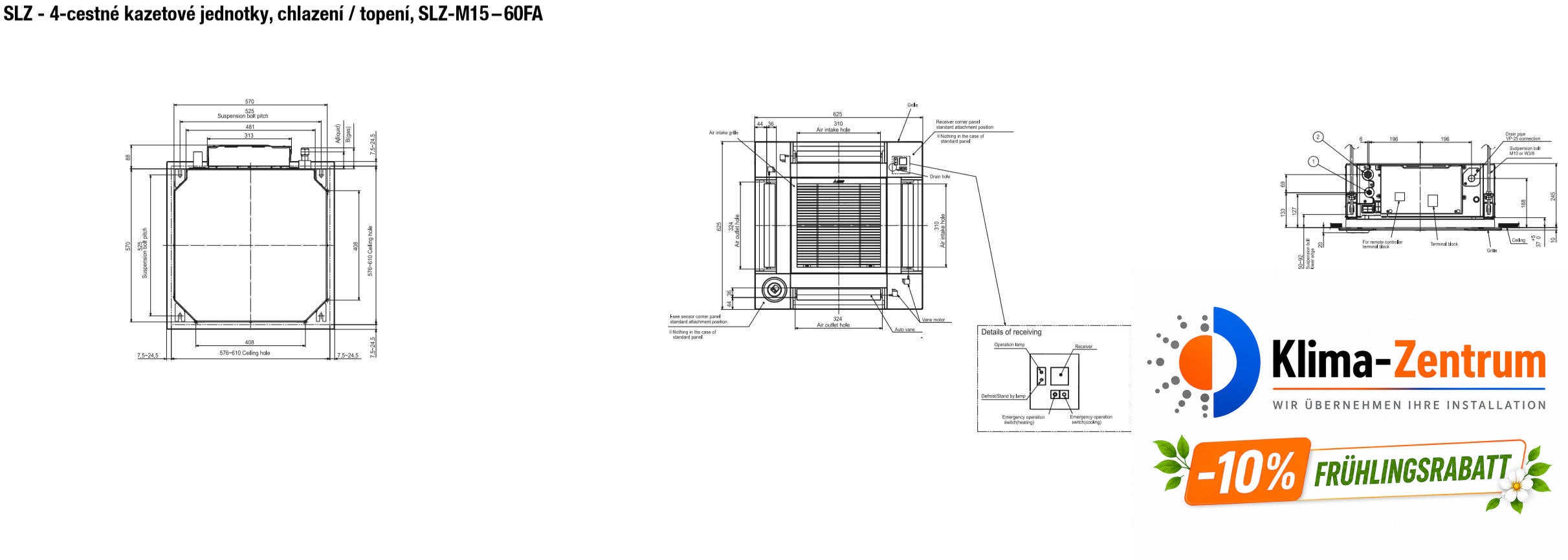 Kassettenklimaanlage Mitsubishi SLZ-M50FA + SUZ-M50VA