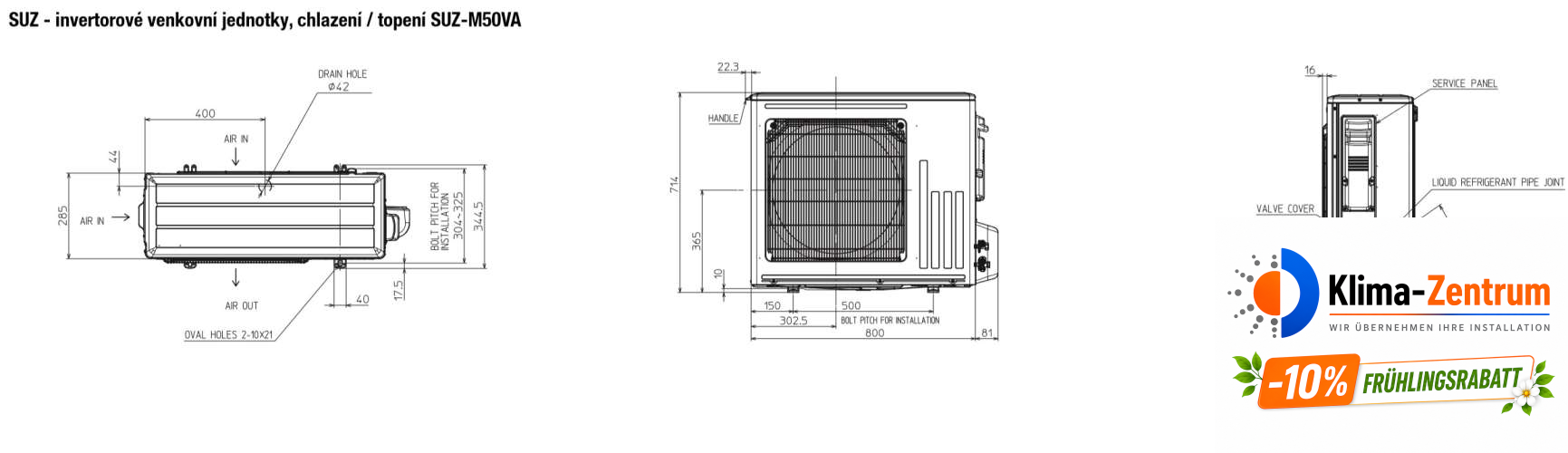 Kassettenklimaanlage Mitsubishi SLZ-M50FA + SUZ-M50VA