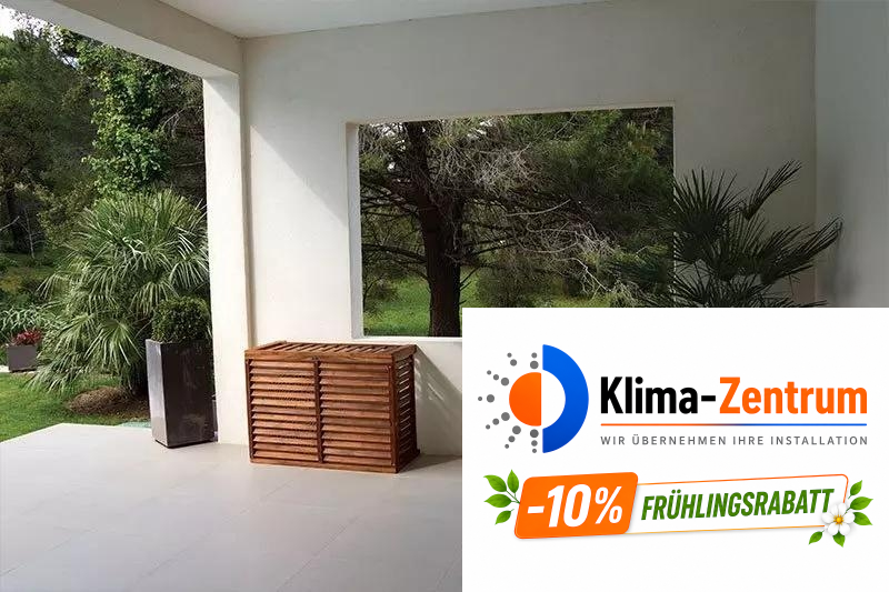 DECOClim L Holzabdeckung für Klimaanlage und Wärmepumpe