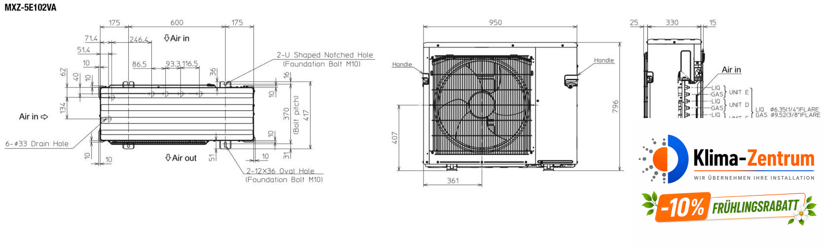 Mitsubishi R32 MXZ-5F102VF Außeneinheit