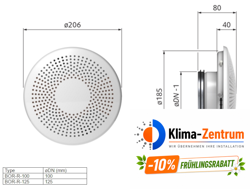 Systemair BOR-R-100-SW Wandauslass