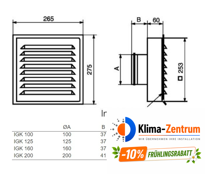 Systemair IGK-160 Gitter