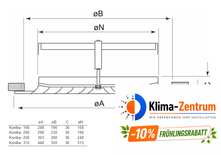 Systemair KONIKA 160 SW Luftauslass
