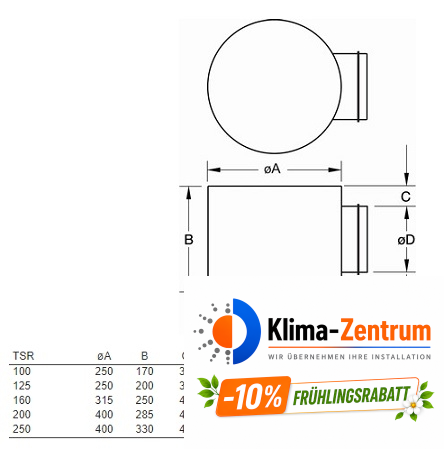 Systemair TSR-200 SW Deckenauslass