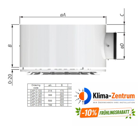Systemair CAP-C-100-SW Luftauslass