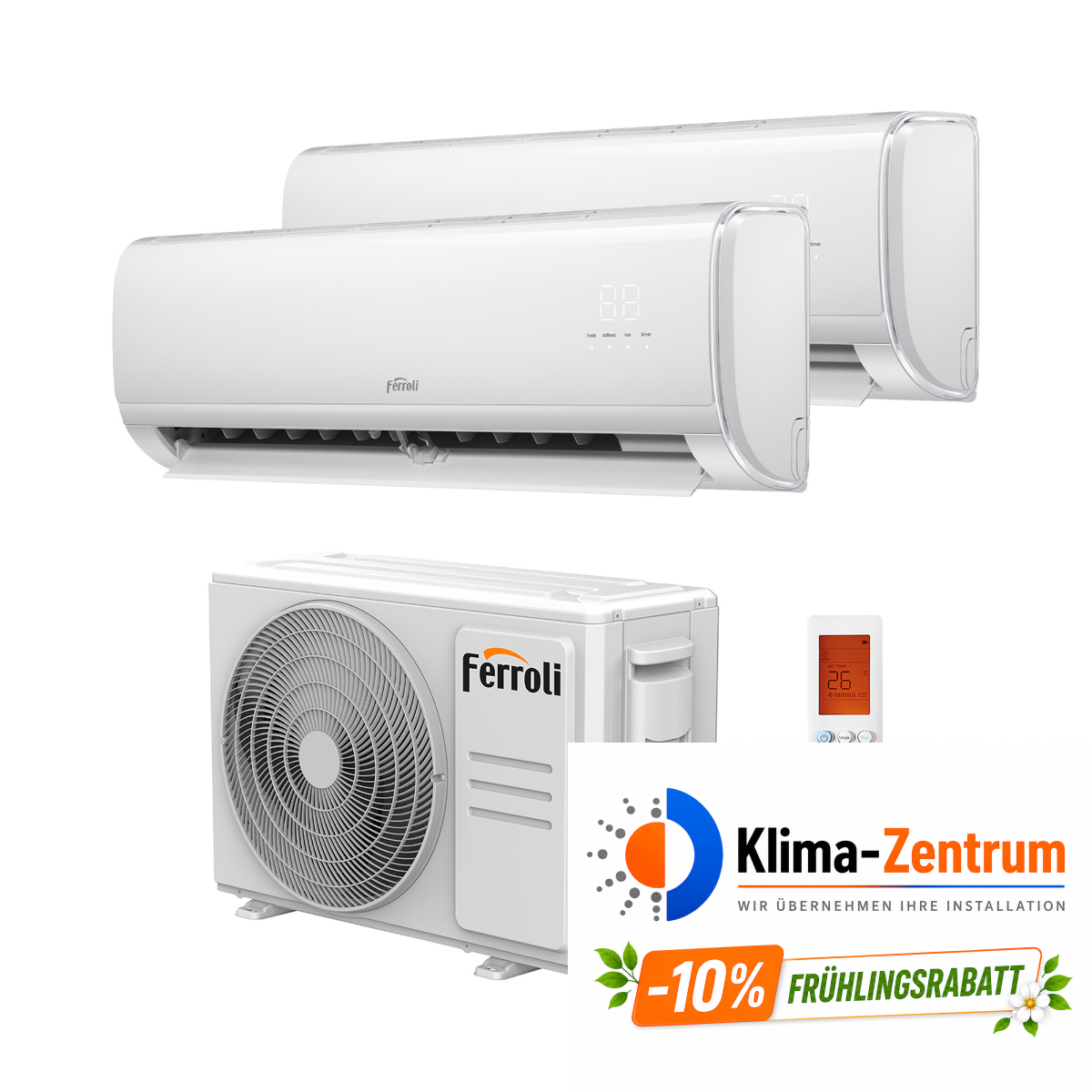 Klimaanlage 2x1 mit WLAN Ferroli Giada M 9+12 2,77 kW + 3,5 kW