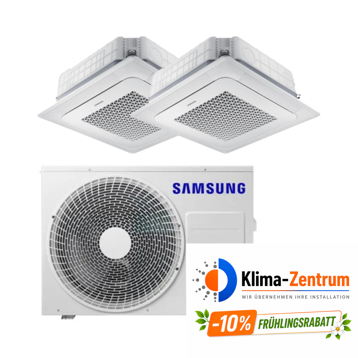 Kassettenklimagerät 2x1 mit 4-Wege-Auslass Samsung Mini WindFree 3,5 kW 12000 BTU