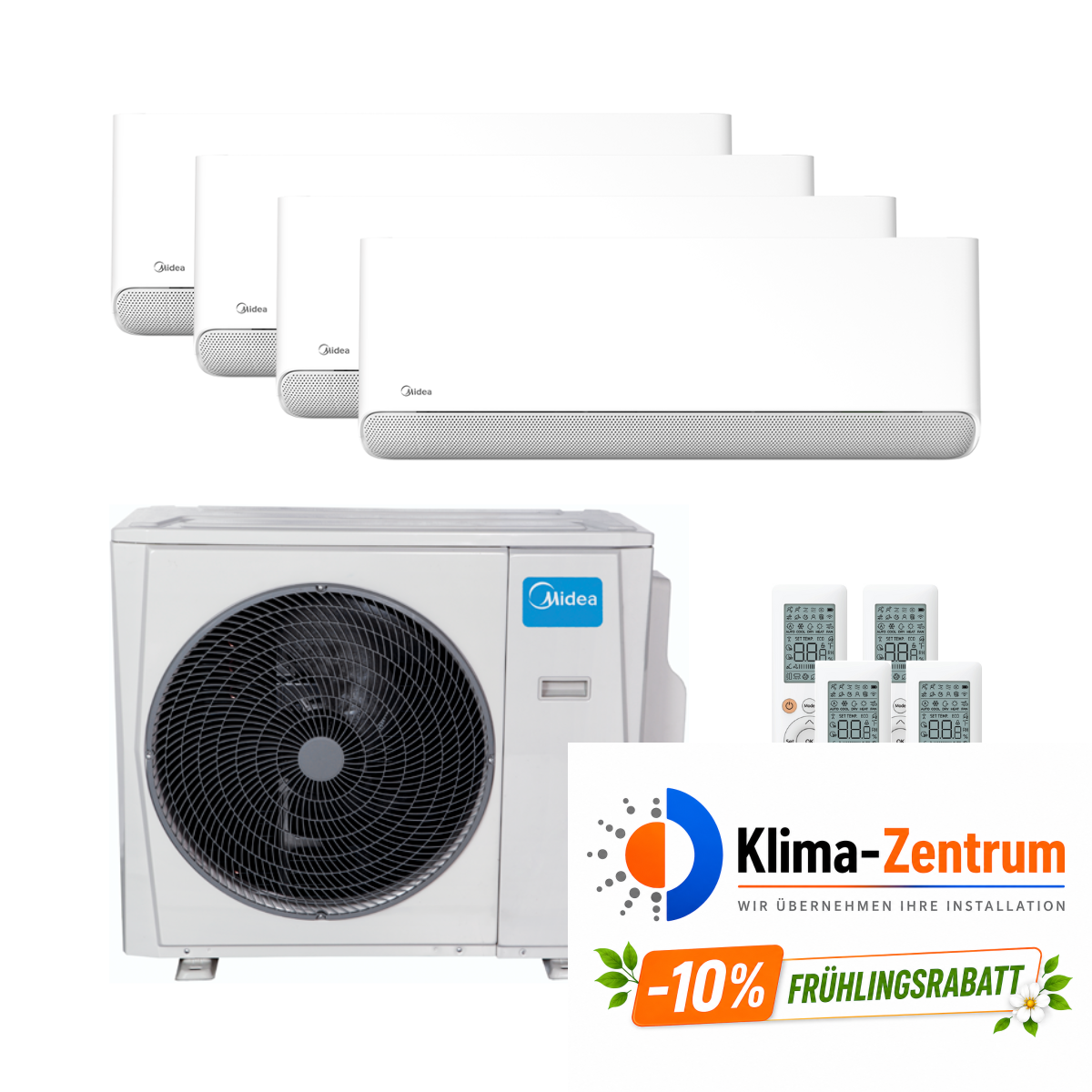 Klimaanlage 4x1 mit WLAN Midea i-Cube Breezeless E 2,5 kW (3) + 3,5 kW