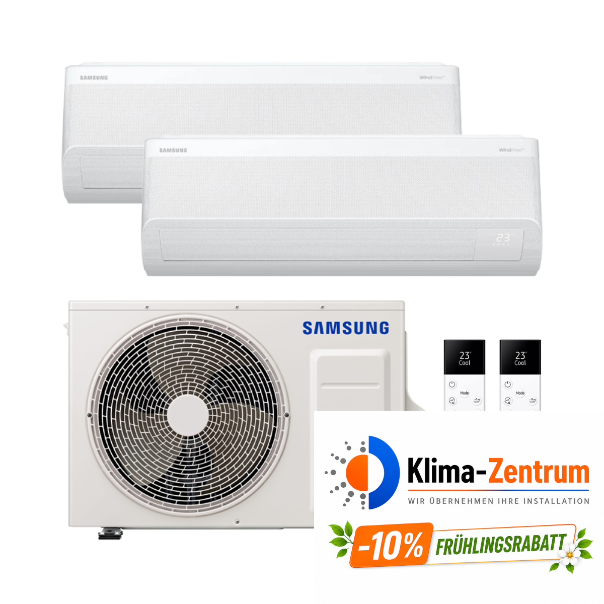 Klimaanlage 2x1 mit WLAN Samsung WindFree Comfort S2 2,5 kW + 3,5 kW