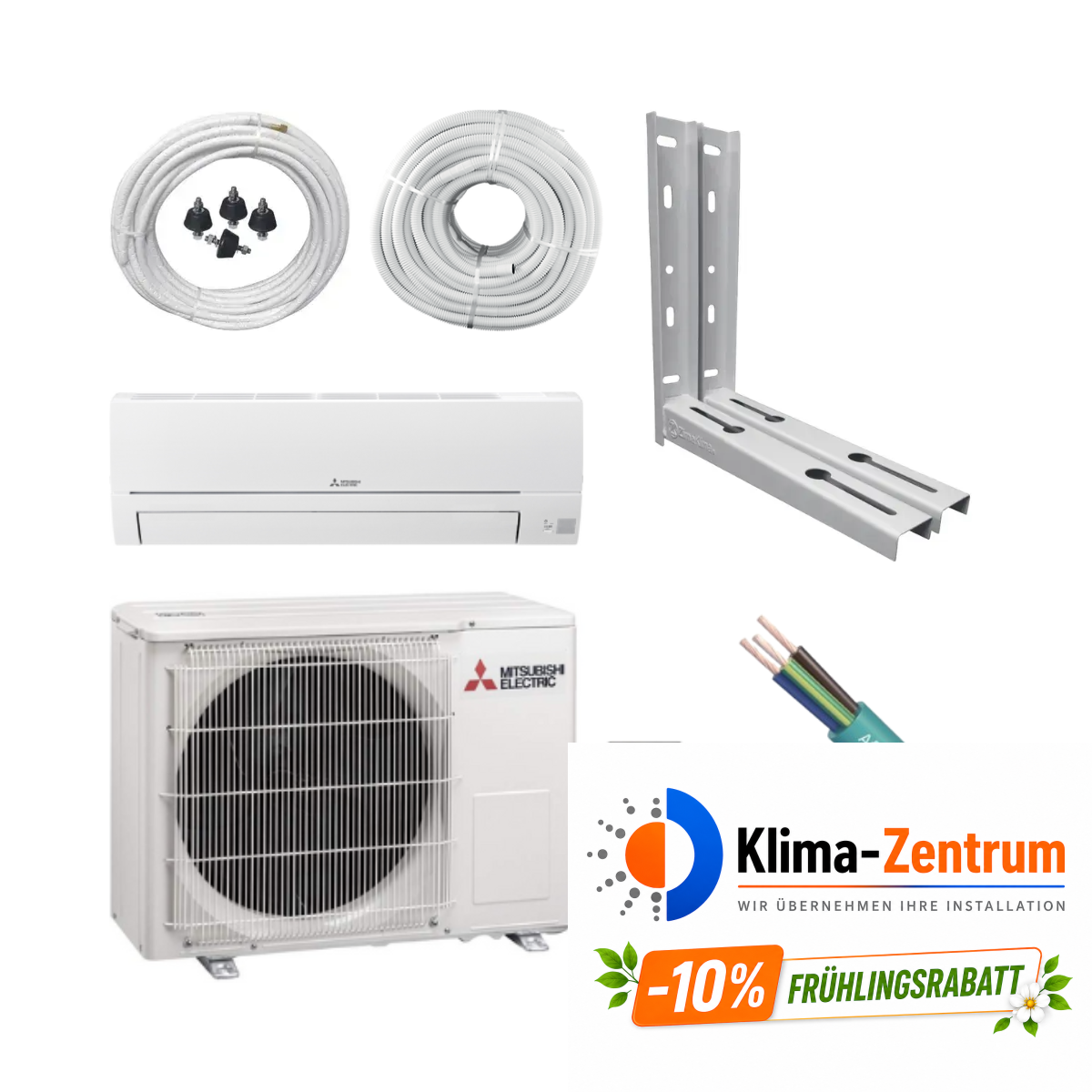 Klimaanlage mit 5 Meter Installationskit Mitsubishi MSZ-HR35VFK 3,5 kW 12000 BTU