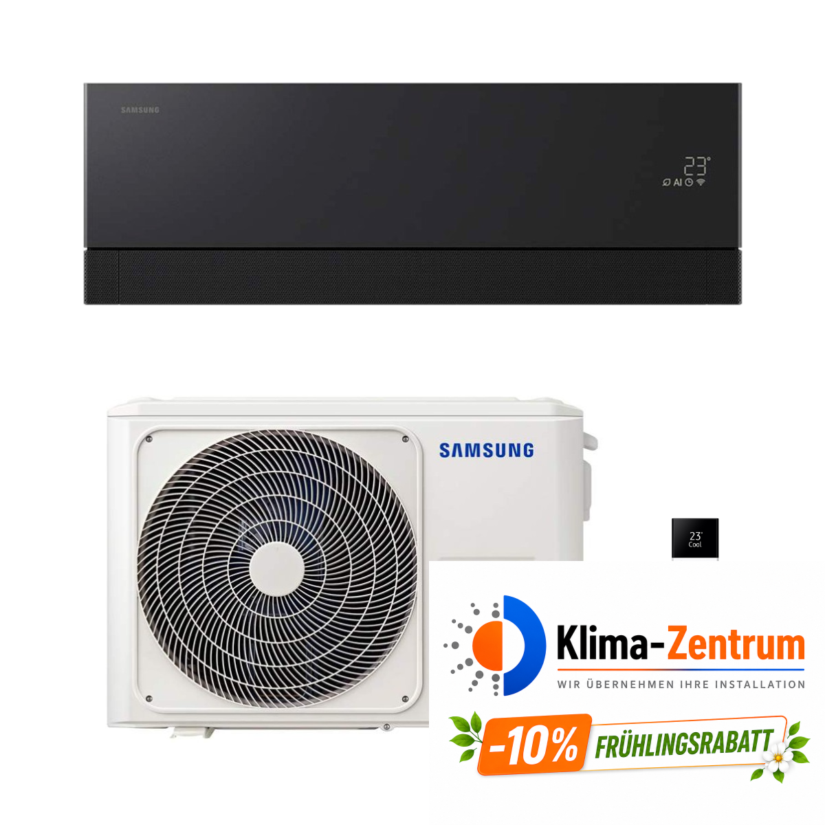 Klimaanlage mit WLAN Samsung WindFree Premiere+ 2,5 kW 9000 BTU – Schwarzes Design
