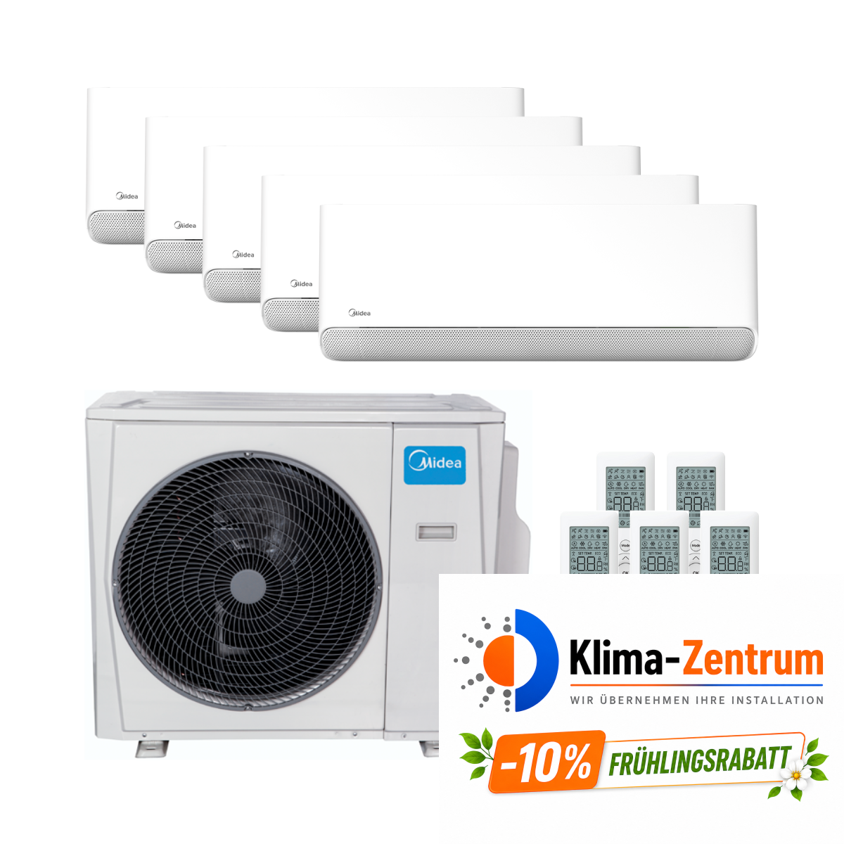 Klimaanlage 5x1 mit WLAN Midea i-Cube Breezeless E 2,5 kW (4) + 3,5 kW
