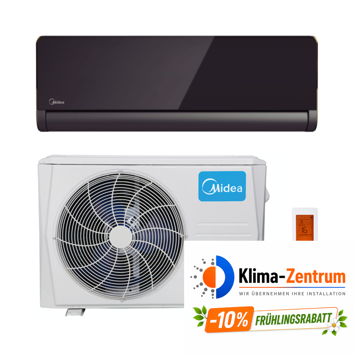 Schwarze Klimaanlage Midea Pure Glass 3,5 kW 12000 BTU
