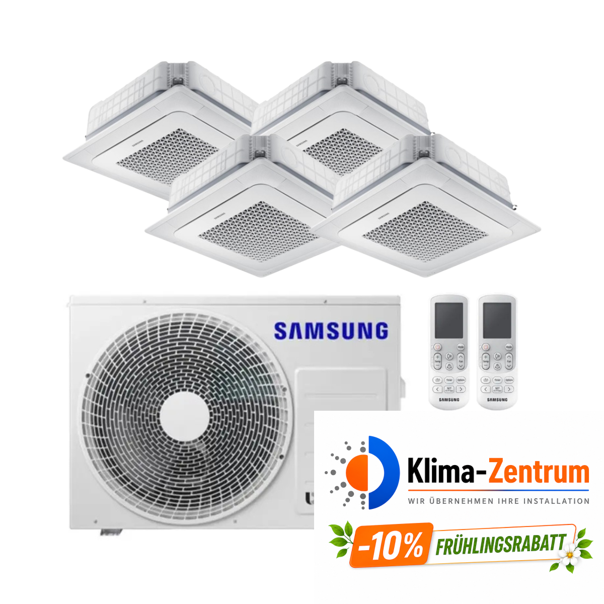 Kassettenklimagerät 4x1 mit 4-Wege-Auslass Samsung Mini WindFree 3,5 kW 12000 BTU