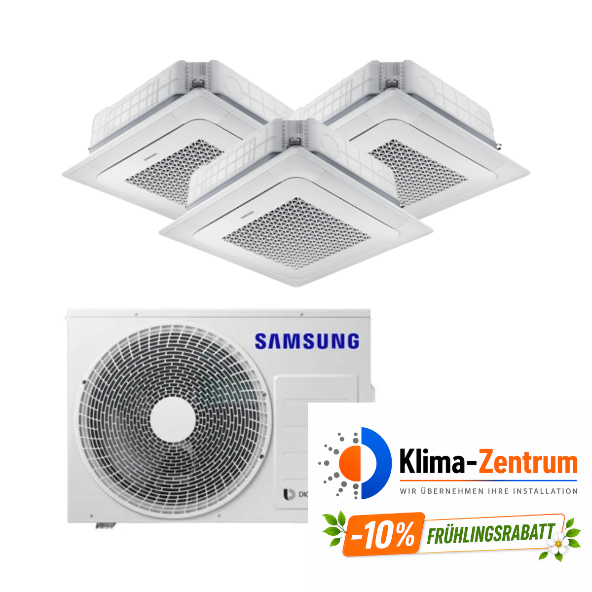 Kassettenklimagerät 3-in-1 mit 4-Wege-Auslass Samsung Mini WindFree 3,5 kW 12000 BTU