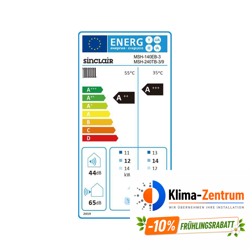 Wärmepumpe Sinclair S-Therm Yukon 14kW MSH-240TB-3/9 + MSH-140EB-3 - Heizen und Kühlen