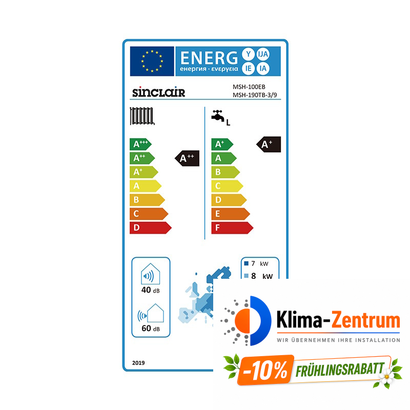 Wärmepumpe Sinclair S-Therm Yukon 10kW MSH-190TB-3/9 + MSH-100EB - Heizen und Kühlen