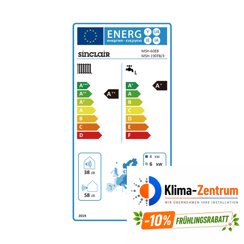 Wärmepumpe Sinclair S-Therm Yukon 6kW MSH-190TB/3 + MSH-60EB - Heizen und Kühlen