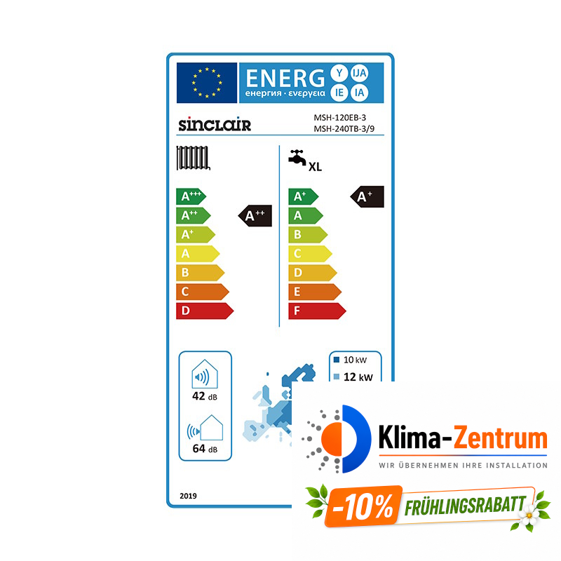 Wärmepumpe Sinclair S-Therm Yukon 12kW MSH-240TB-3/9 + MSH-120EB-3 - Heizen und Kühlen