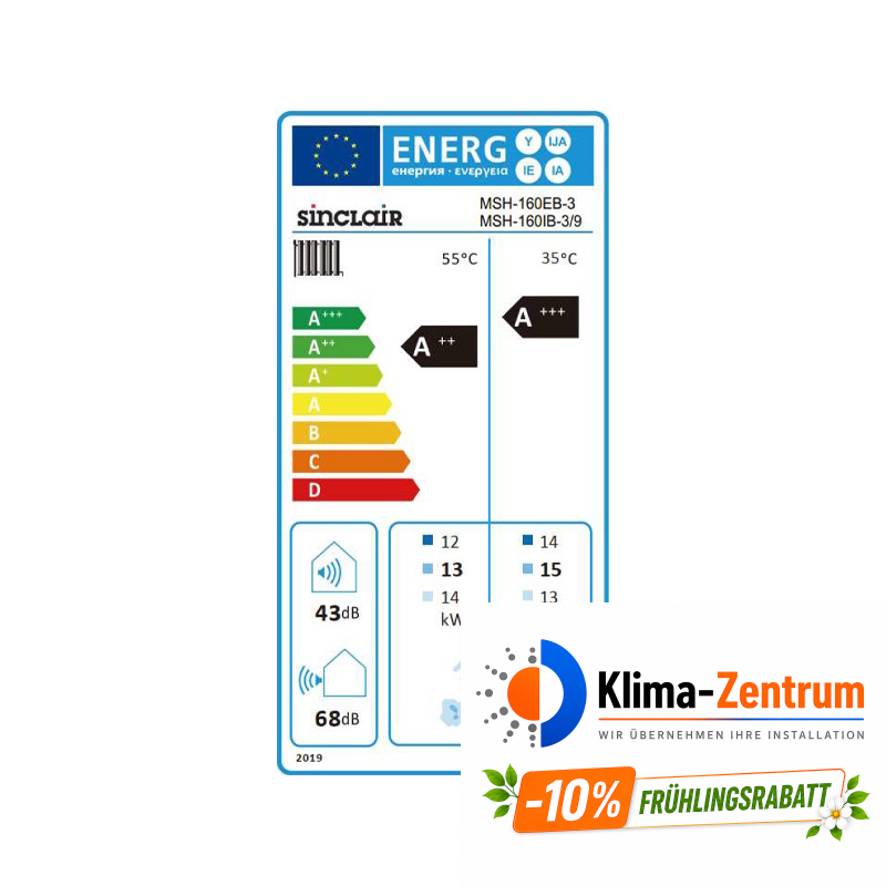 Wärmepumpe Sinclair S-Therm Yukon 16kW MSH-160IB-3/9 + MSH-160EB-3 - Heizen und Kühlen